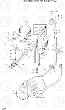 2071 3-SPOOL HYD PIPING(EXTRA) HL740-3(#0848-), Hyundai