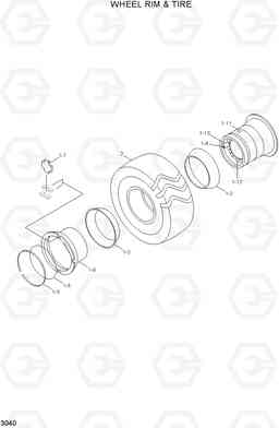 3040 WHEEL RIM & TIRE HL740-3(#0848-), Hyundai