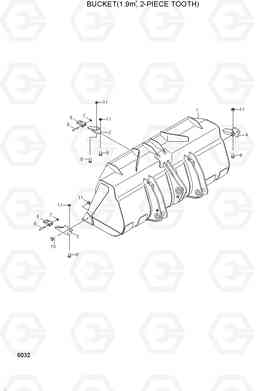 6032 BUCKET(1.9M3, 2-PIECE TOOTH) HL740-3(#0848-), Hyundai