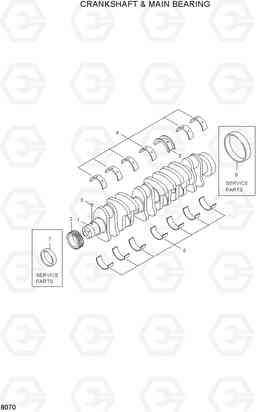 8070 CRANKSHAFT & MAIN BEARING HL740-3(#0848-), Hyundai
