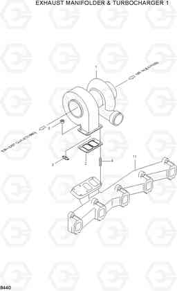 8440 EXHAUST MANIFOLDER & TURBOCHARGER 1 HL740-3(#0848-), Hyundai