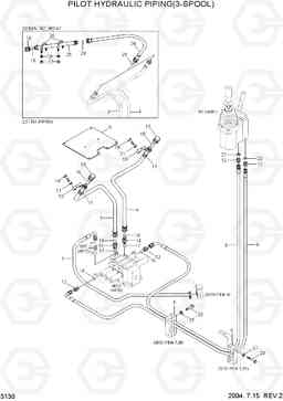 3130 PILOT HYDRAULIC PIPING(3-SPOOL) HL740-7, Hyundai