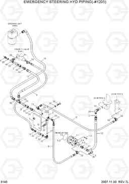 3140 EMERGENCY STEERING HYD PIPING(-#1205) HL740-7, Hyundai