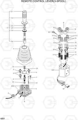 4051 REMOTE CONTROL LEVER(1/2, 3-SP HL740-7, Hyundai