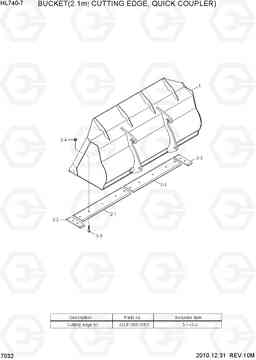 7032 BUCKET(2.1M3, CUTTING EDGE, Q/COUPLER) HL740-7, Hyundai