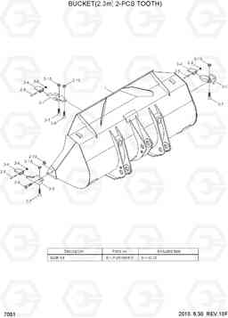 7051 BUCKET(2.3M3, 2-PCS TOOTH, #1547-) HL740-7, Hyundai