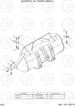 7070 BUCKET(2.7M3, TOOTH, #0352-) HL740-7, Hyundai