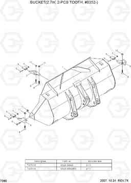 7080 BUCKET(2.7M3, 2-PCS TOOTH, #0352-) HL740-7, Hyundai