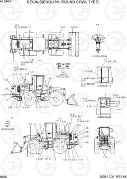 8026 DECALS(ENGLISH, ROUND COWL TYPE) HL740-7, Hyundai