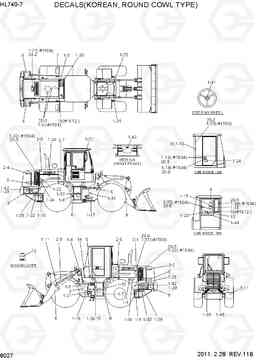 8027 DECALS(KOREAN, ROUND COWL TYPE) HL740-7, Hyundai