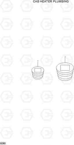 9280 CAB HEATER PLUMBING HL740-7, Hyundai