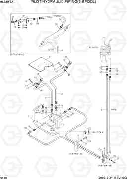 3130 PILOT HYDRAULIC PIPING(3-SPOOL) HL740-7A, Hyundai