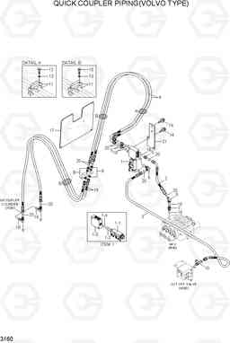 3160 QUICK COUPLER PIPING(VOLVO TYPE) HL740-7A, Hyundai