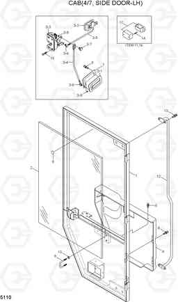 5110 CAB(4/7, SIDE DOOR-LH) HL740-7A, Hyundai