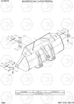 7050 BUCKET(2.0M3, 2-PCS TOOTH) HL740-7A, Hyundai