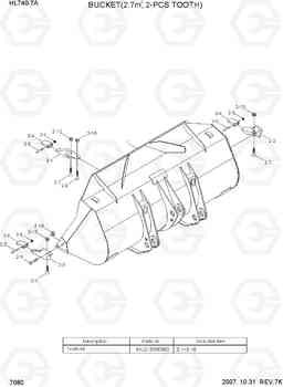 7080 BUCKET(2.7M3, 2-PCS TOOTH) HL740-7A, Hyundai