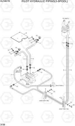 3130 PILOT HYDRAULIC PIPING(3-SPOOL) HL740-7S, Hyundai