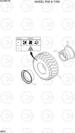 6010 WHEEL RIM & TIRE HL740-7S, Hyundai