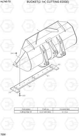 7030 BUCKET(2.1M3, CUTTING EDGE) HL740-7S, Hyundai