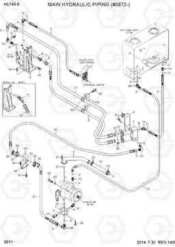 3011 MAIN HYDRAULIC PIPING(#0872-) HL740-9, Hyundai