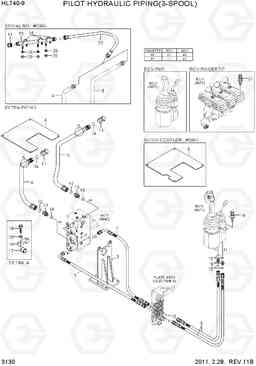 3130 PILOT HYDRAULIC PIPING(3-SPOOL) HL740-9, Hyundai