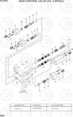 4035 MAIN CONTROL VALVE (2/2, 2-SPOOL) HL740-9, Hyundai