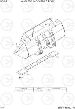 7031 BUCKET(2.1M3, CUTTING EDGE) HL740-9, Hyundai