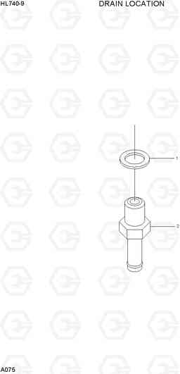 A075 DRAIN LOCATION HL740-9, Hyundai