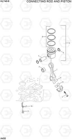 A400 CONNECTING ROD AND PISTON HL740-9, Hyundai