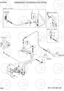 3140 EMERGENCY STEERING HYD PIPING HL740-9A, Hyundai