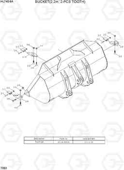 7050 BUCKET(2.2M3, 2-PCS TOOTH) HL740-9A, Hyundai