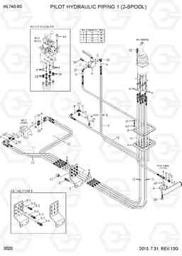 3020 PILOT HYDRAULIC PIPING 1 (2-SPOOL) HL740-9S, Hyundai