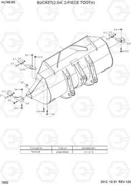 7050 BUCKET(2.0M3, 2-PIECE TOOTH) HL740-9S, Hyundai