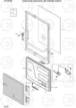 5110 CAB SUB ASSY(4/4, RH DOOR ASSY) HL740-9S(BRAZIL), Hyundai