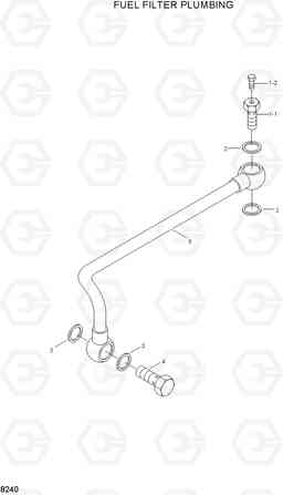 8240 FUEL FILTER PLUMBING HL740TM-3(-#0250), Hyundai