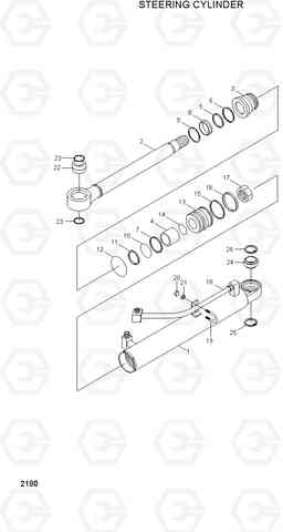 2180 STEERING CYLINDER HL740TM-3(#0251-), Hyundai