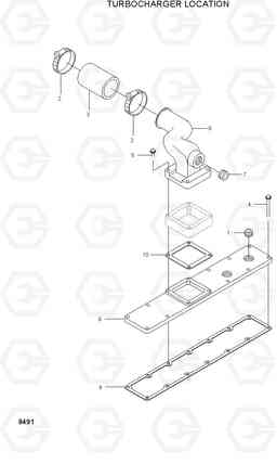 8491 TURBOCHARGER LOCATION HL740TM-3(#0251-), Hyundai