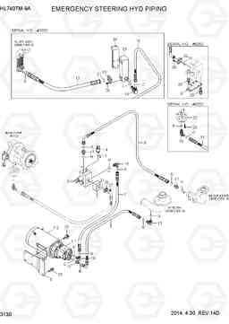 3130 EMERGENCY STEERING HYD PIPING HL740TM-9A, Hyundai