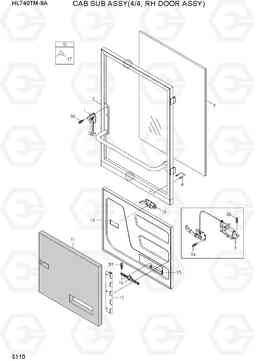 5110 CAB SUB ASSY(4/4, RH DOOR ASSY) HL740TM-9A, Hyundai