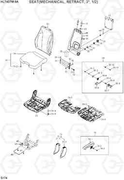 5174 SEAT(MECHANICAL, RETRACT, 3 HL740TM-9A, Hyundai