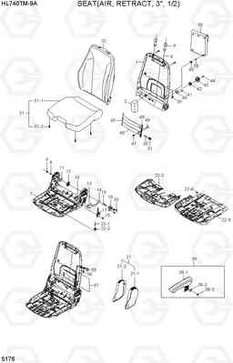 5176 SEAT(AIR, RETRACT 3 HL740TM-9A, Hyundai