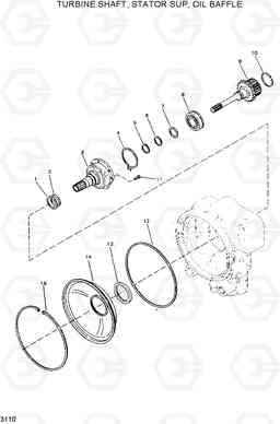 3110 TURBINE SHAFT,SUPPORT,OIL BAFF HL750(-#1000), Hyundai