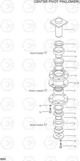 5031 CENTER PIVOT PIN(LOWER) HL750(-#1000), Hyundai