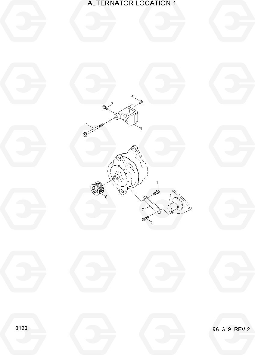 8120 ALTERNATOR LOCATION1 HL750(-#1000), Hyundai