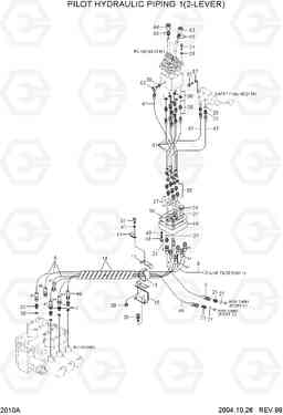 2010A PILOT HYDRAULIC PIPING 1(2-LEVER) HL750(#1001-), Hyundai