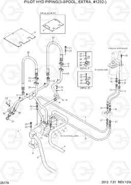 2017A PILOT HYD PIPING(3-SPOOL, EXTRA, #1252-) HL750(#1001-), Hyundai