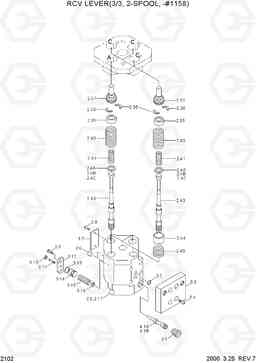 2102 RCV LEVER(3/3, 2-SPOOL, -#1158) HL750(#1001-), Hyundai