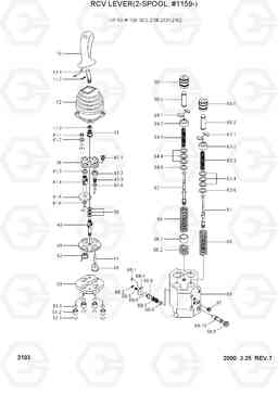 2103 RCV LEVER(2-SPOOL, #1159-) HL750(#1001-), Hyundai