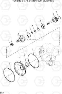 3110 TURBINE SHAFT,SUPPORT,OIL BAFFLE HL750(#1001-), Hyundai