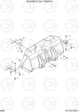 6038 BUCKET(2.2M3, TOOTH) HL750(#1001-), Hyundai